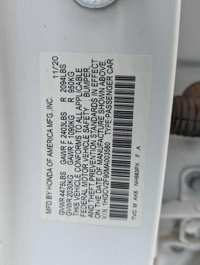 2021 Honda Accord Sedan Touring 2.0T Automatic