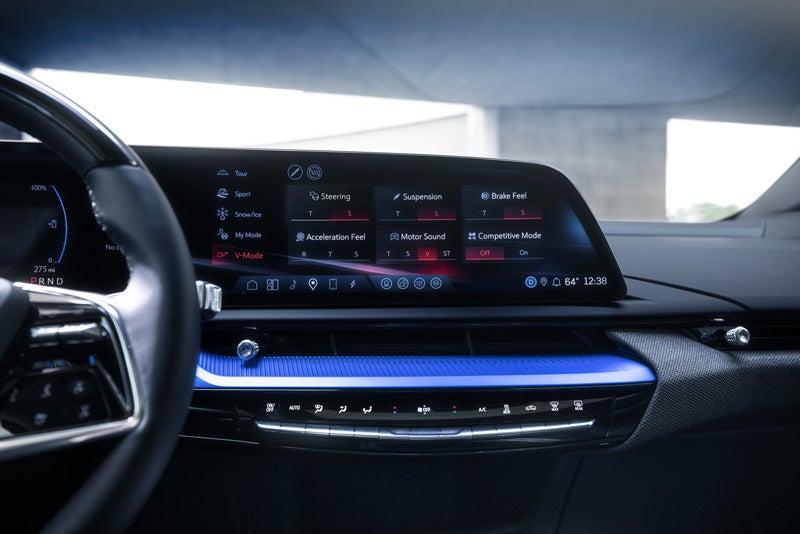 The 2026 OPTIQ-V Display Screen Displaying the V-Mode Settings | Cadillac of Memphis in Memphis TN