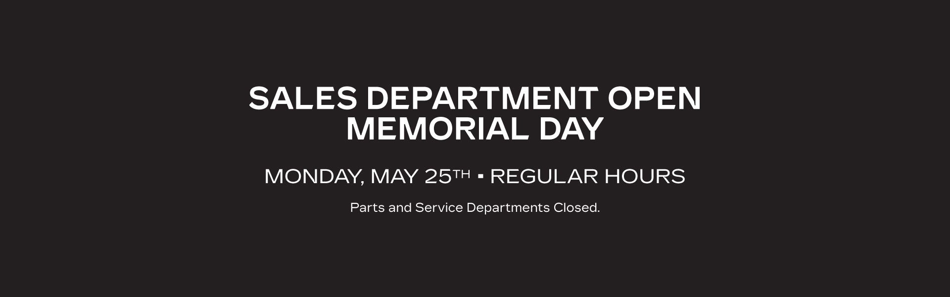 Sales Open Memorial Day